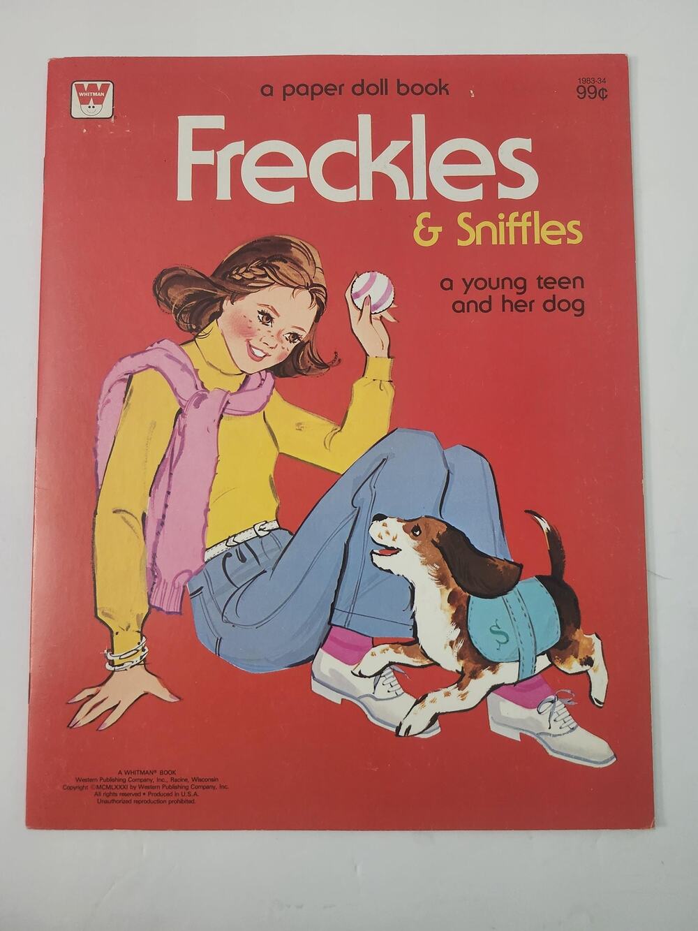 1981 Freckles & Sniffles Paper Doll Book Whitman Uncut Dog House Activity